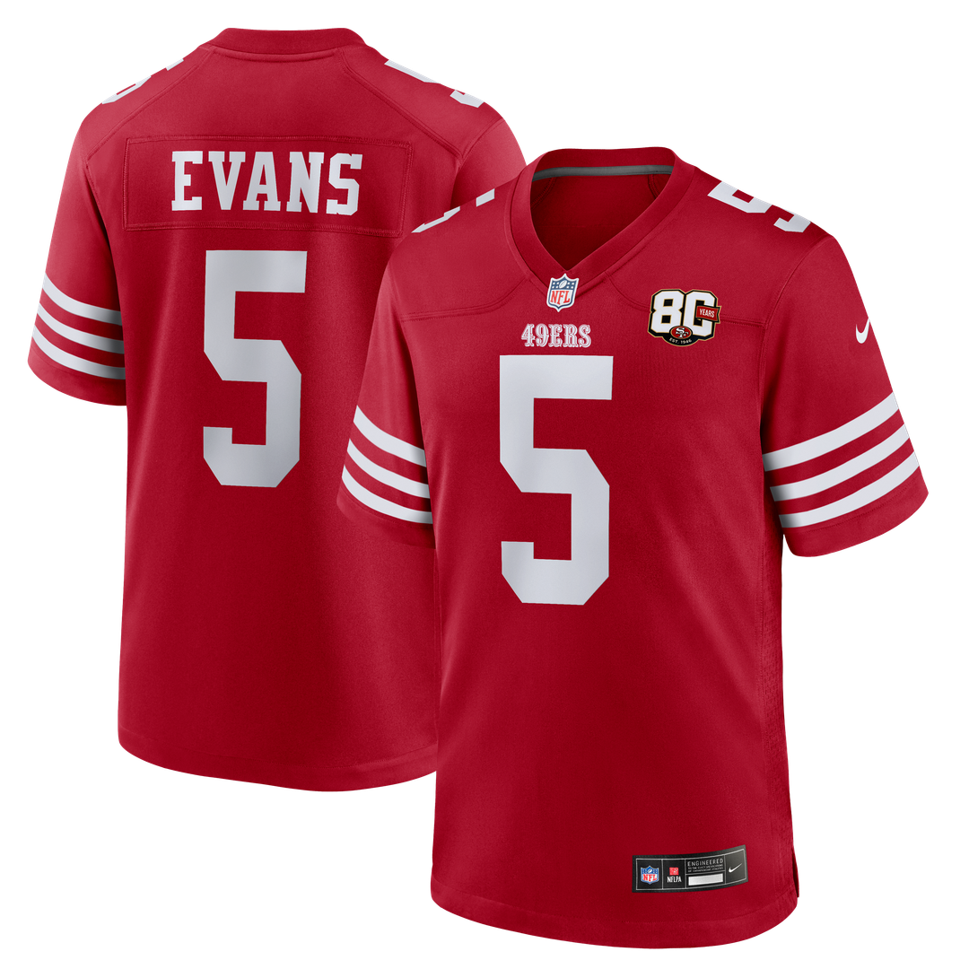 Men's San Francisco 49ers Mike Evans Scarlet 80th Anniversary Game NFL Football Jersey - view 1