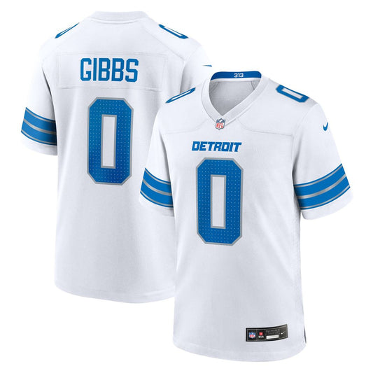 Men's Detroit Lions Jahmyr Gibbs White Game NFL Football Jersey - view 1