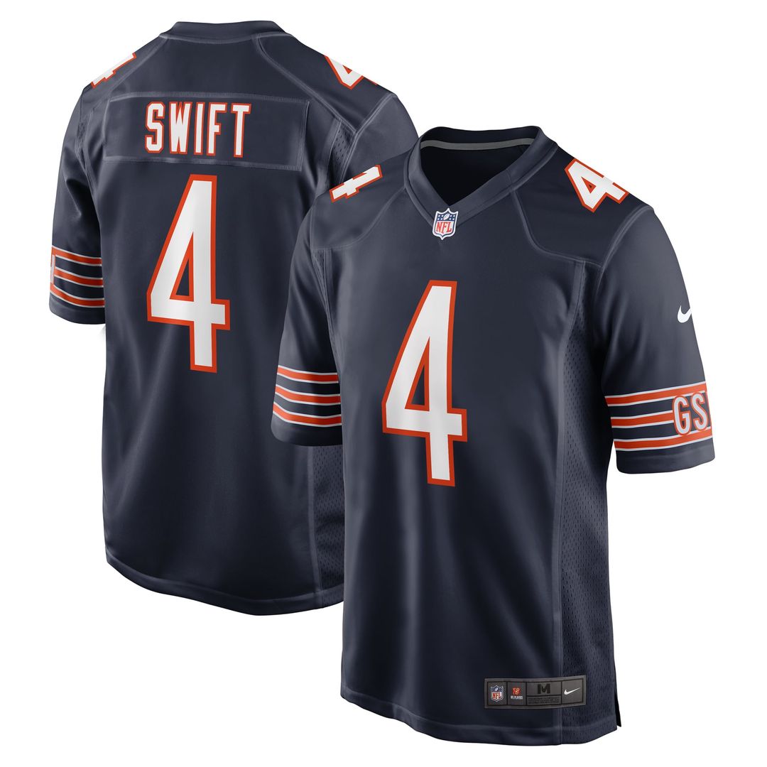 Men's Chicago Bears D'Andre Swift Navy Game NFL Football Jersey - view 1