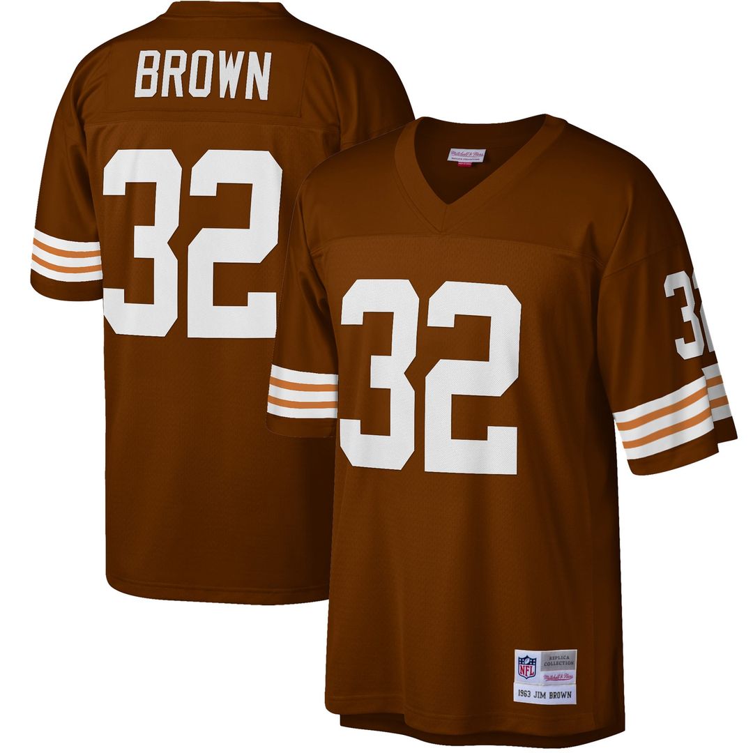 Men's Cleveland Browns Jim Brown Brown Big & Tall 1963 Retired Player Replica NFL Football Jersey - view 1