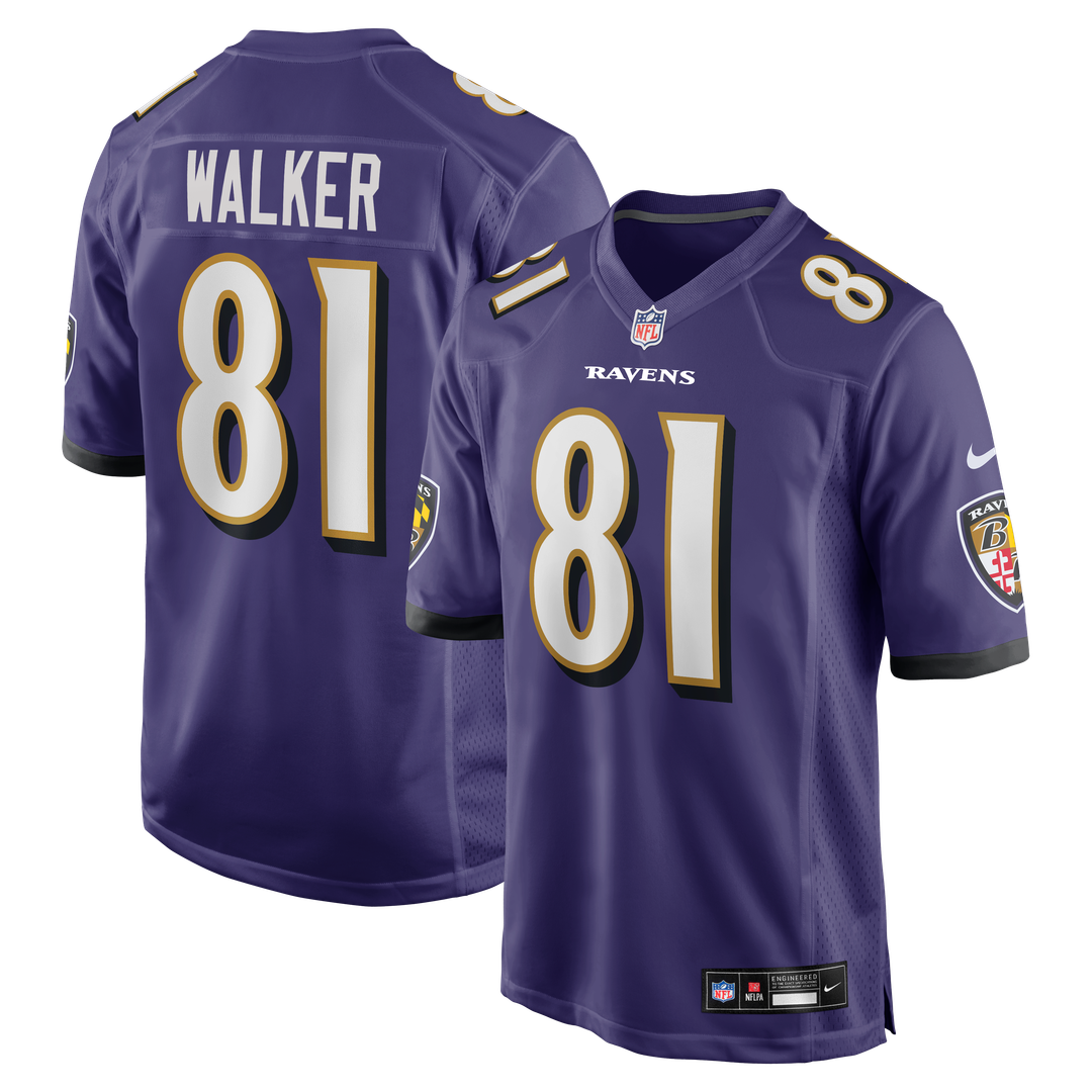 Men's Baltimore Ravens Devontez Walker Purple Team Game NFL Football Jersey - view 1