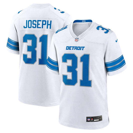 Men's Detroit Lions Kerby Joseph White Game NFL Football Jersey - view 1