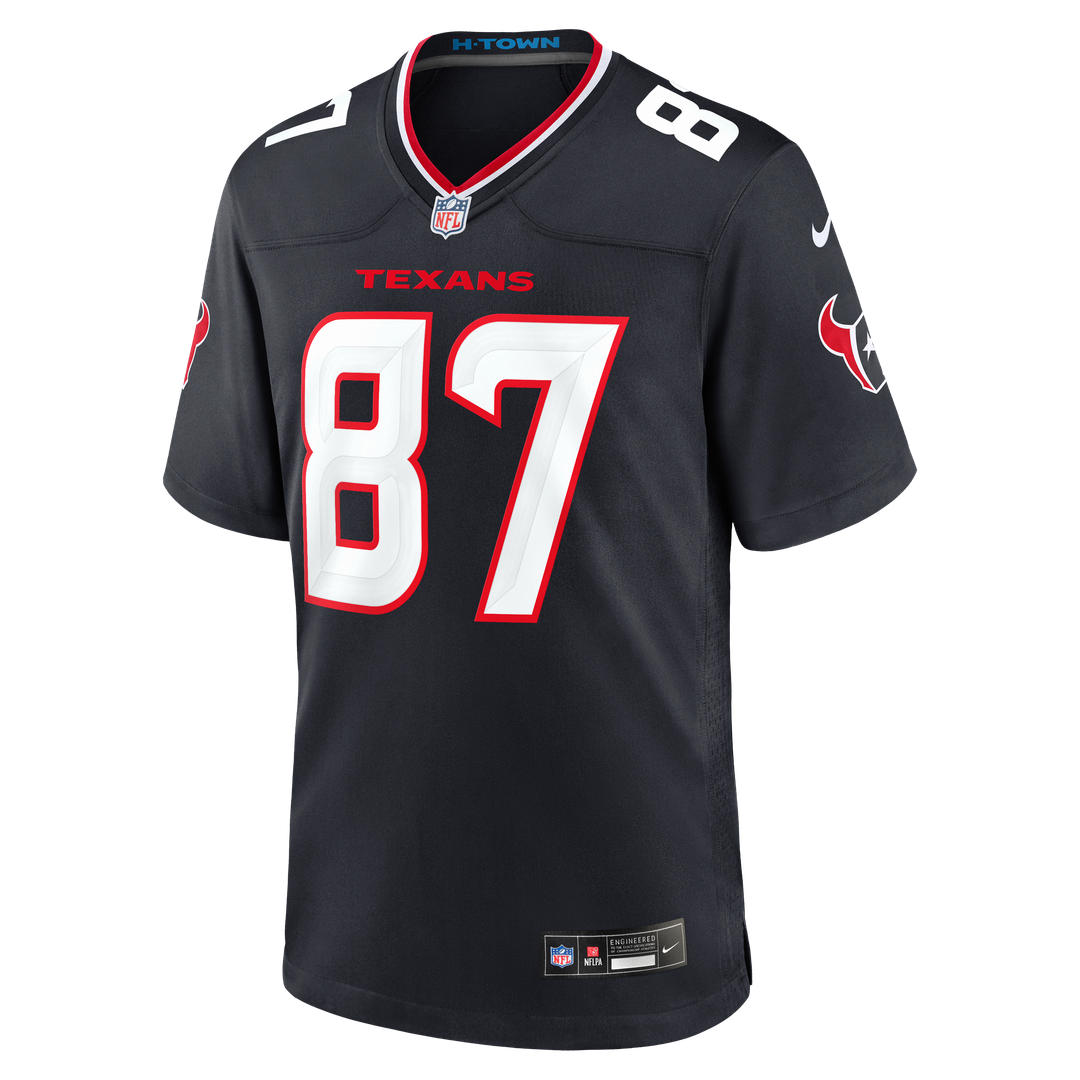 Men's Houston Texans Foster Moreau Navy Team Game NFL Football Jersey - view 2