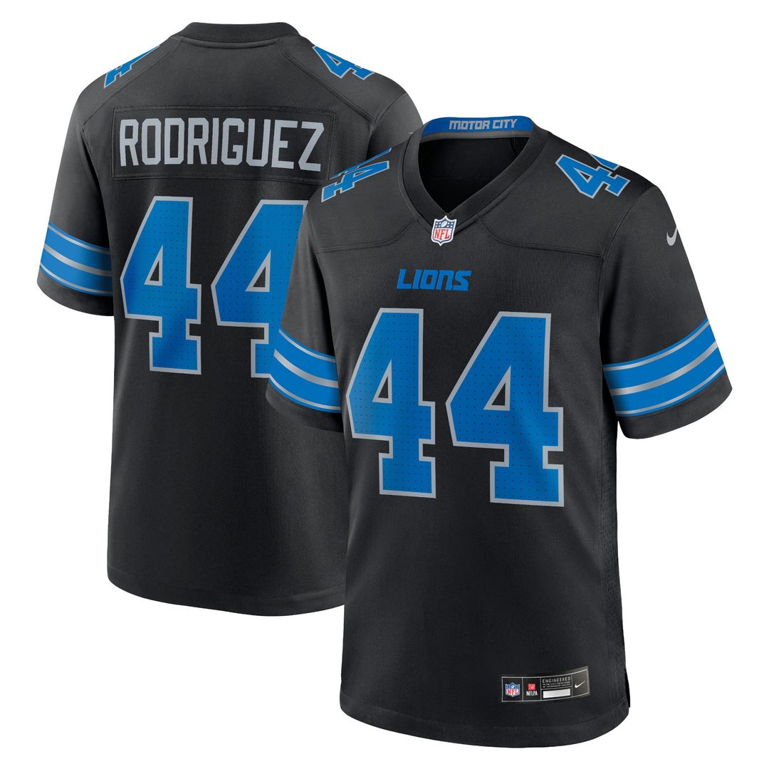 Men's Detroit Lions Malcolm Rodriguez Black 2nd Alternate Game NFL Football Jersey - view 1
