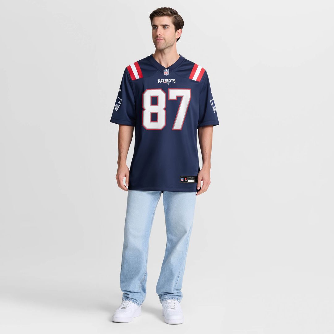 Men's New England Patriots Romeo Doubs Navy Game NFL Football Jersey - view 4