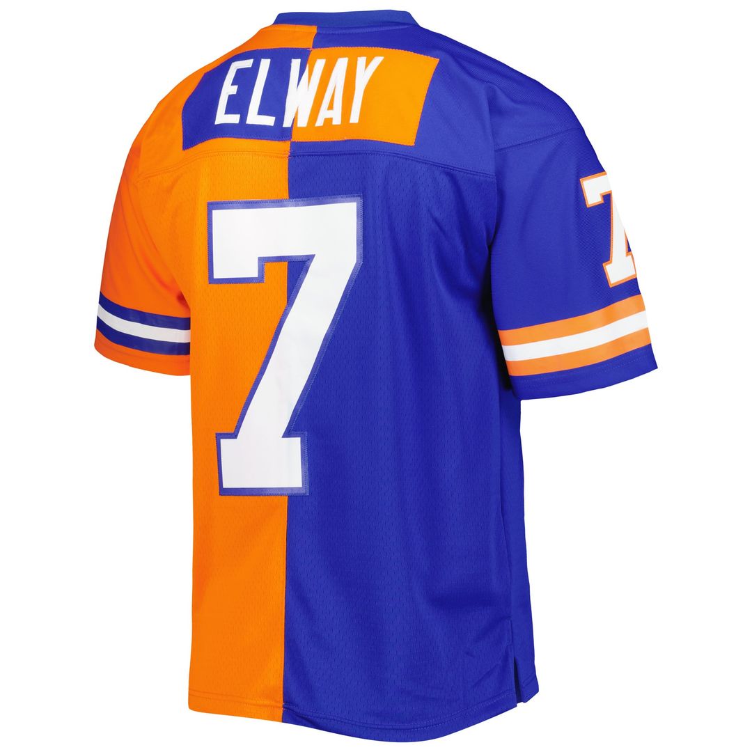 Men's Denver Broncos John Elway Royal/Orange 1990 Split Legacy Replica NFL Football Jersey - view 3