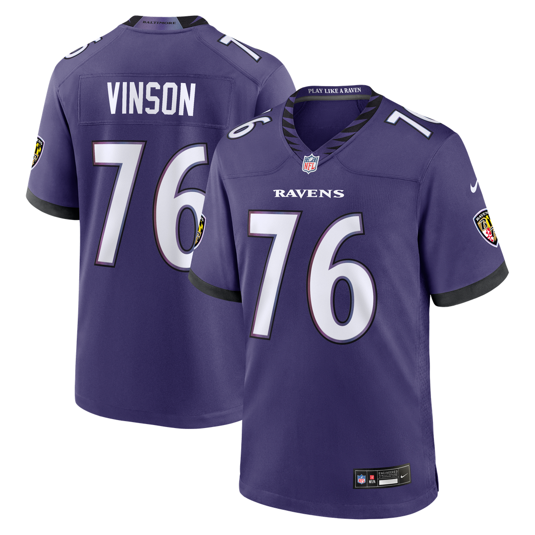 Men's Baltimore Ravens Carson Vinson Purple Team Game NFL Football Jersey - view 1