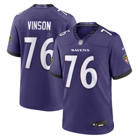 Men's Baltimore Ravens Carson Vinson Purple Team Game NFL Football Jersey - view 1