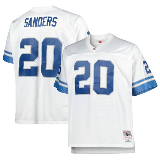Men's Detroit Lions Barry Sanders White Big & Tall 1996 Retired Player Replica NFL Football Jersey - view 1
