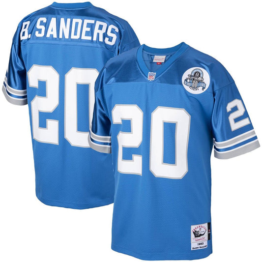 Men's Detroit Lions 1993 Barry Sanders Blue Throwback NFL Football Jersey - view 1