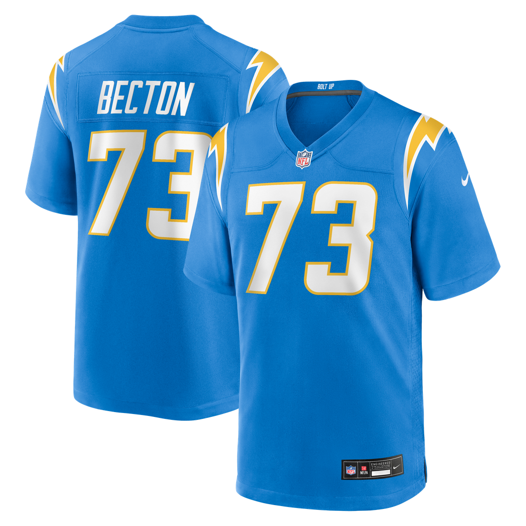 Men's Los Angeles Chargers Mekhi Becton Powder Blue Team Game NFL Football Jersey - view 1