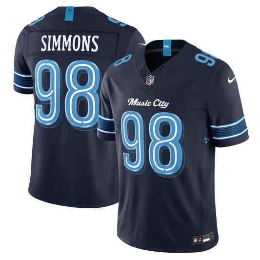 Men's Tennessee Titans Jeffery Simmons Navy 2026 Rivalries Collection Stitched Limited NFL Football Jersey - view 1