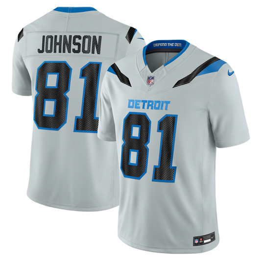 Men's Detroit Lions Calvin Johnson Silver 2026 Rivalries Collection Stitched Limited NFL Football Jersey - view 1