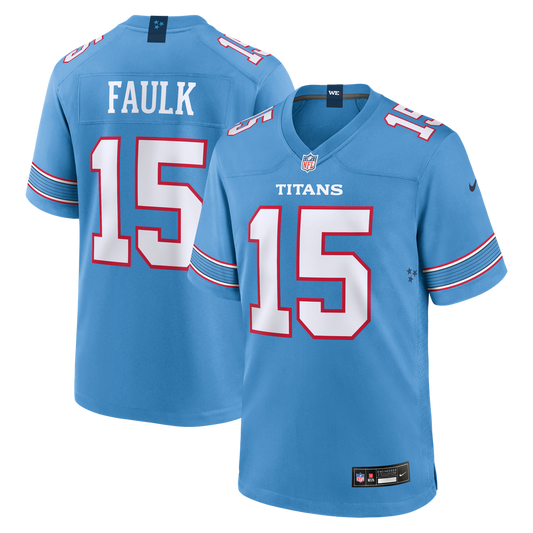 Men's Tennessee Titans Keldric Faulk Light Blue Team Game NFL Football Jersey - view 1