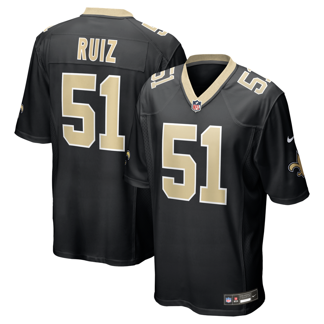 Men's New Orleans Saints Cesar Ruiz Black Game NFL Football Jersey - view 1