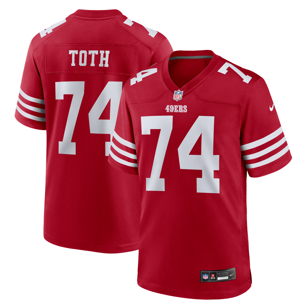 Men's San Francisco 49ers Brett Toth Scarlet Team Game NFL Football Jersey - view 1