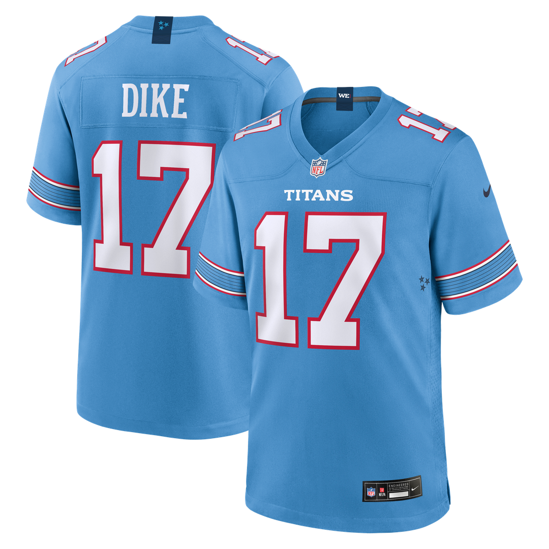 Men's Tennessee Titans Chimere Dike Light Blue Team Game NFL Football Jersey - view 7