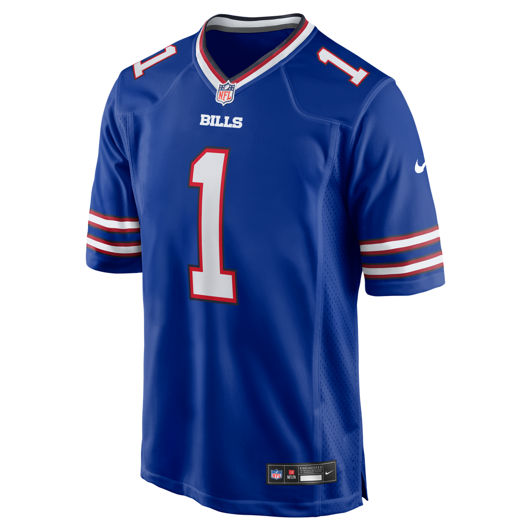 Men's Buffalo Bills Number 1 Groom Royal Game NFL Football Jersey - view 2