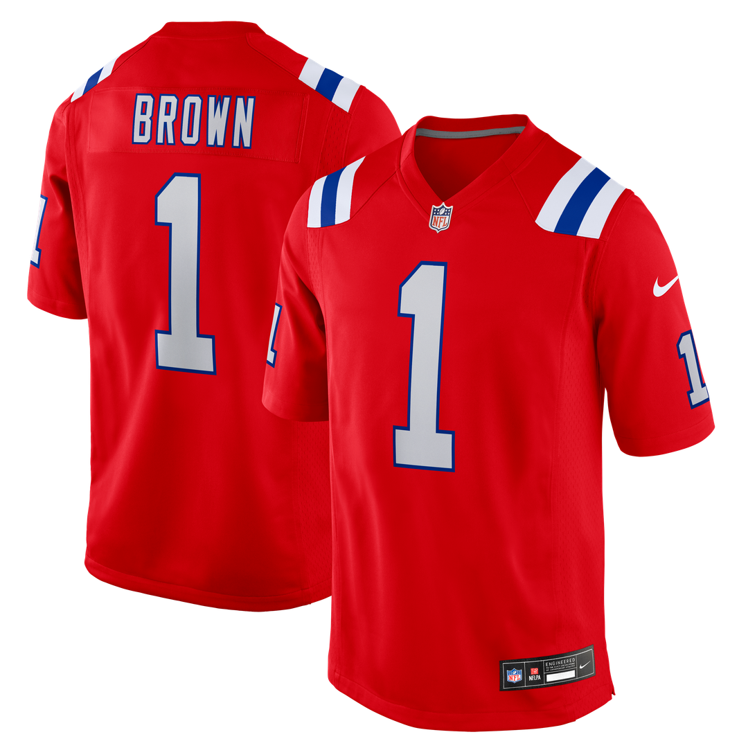 Men's New England Patriots A.J. Brown Red Game NFL Football Jersey - view 7