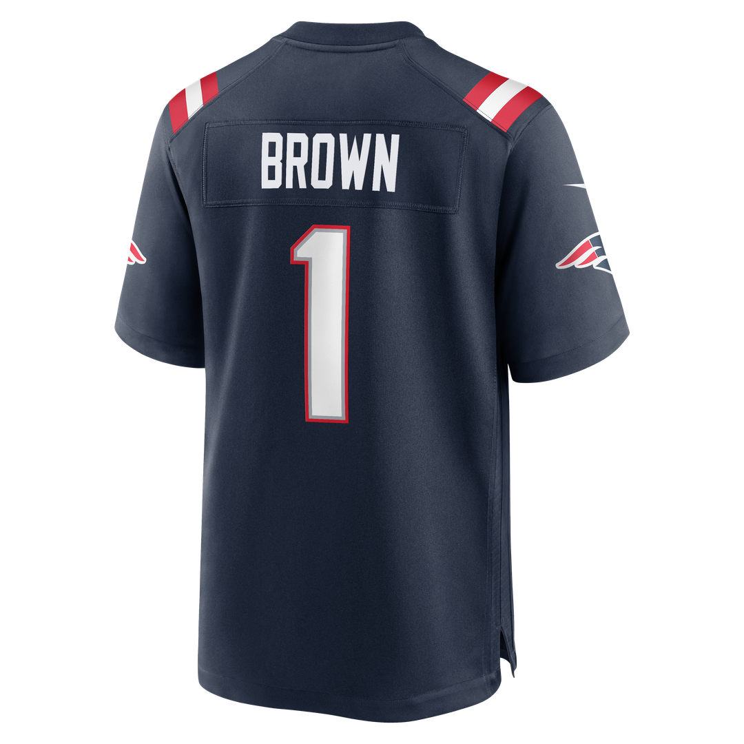 Men's New England Patriots A.J. Brown Red Game NFL Football Jersey - view 17