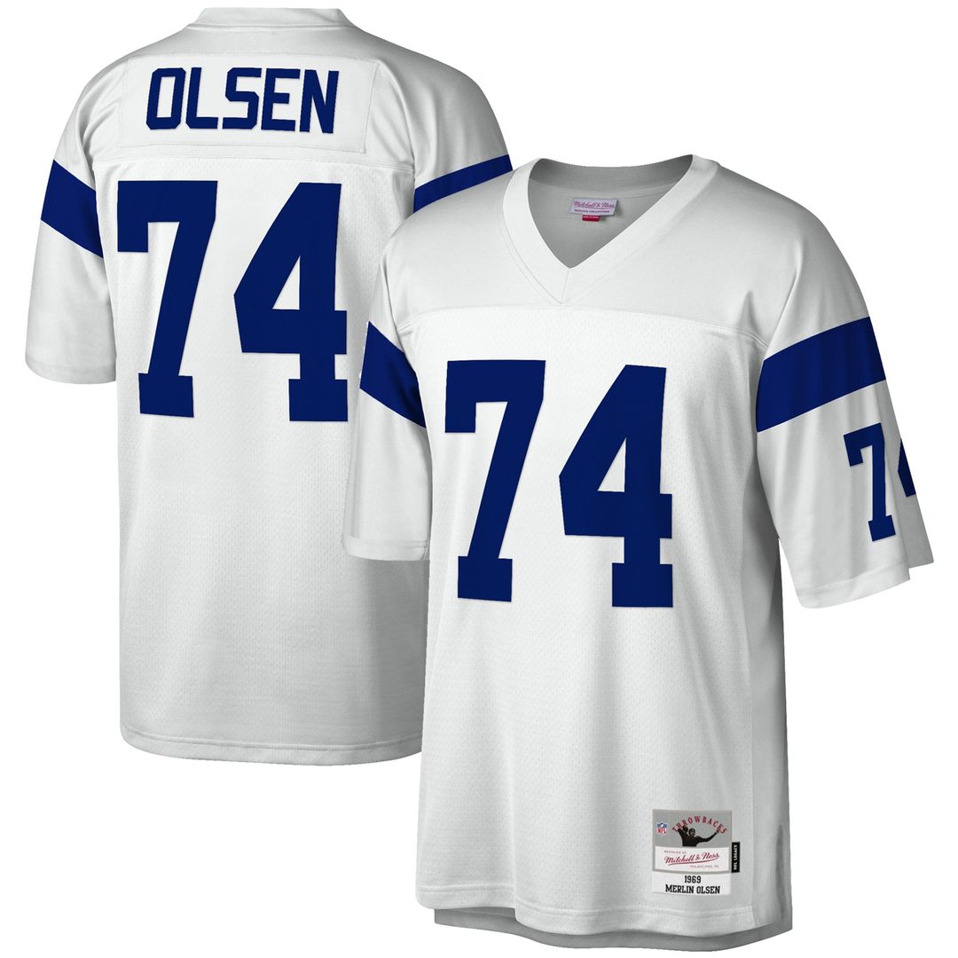 Men's Los Angeles Rams Merlin Olsen White Legacy Replica NFL Football Jersey - view 1