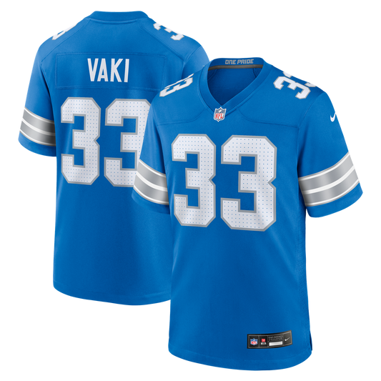 Men's Detroit Lions Sione Vaki Blue Team Game NFL Football Jersey - view 1