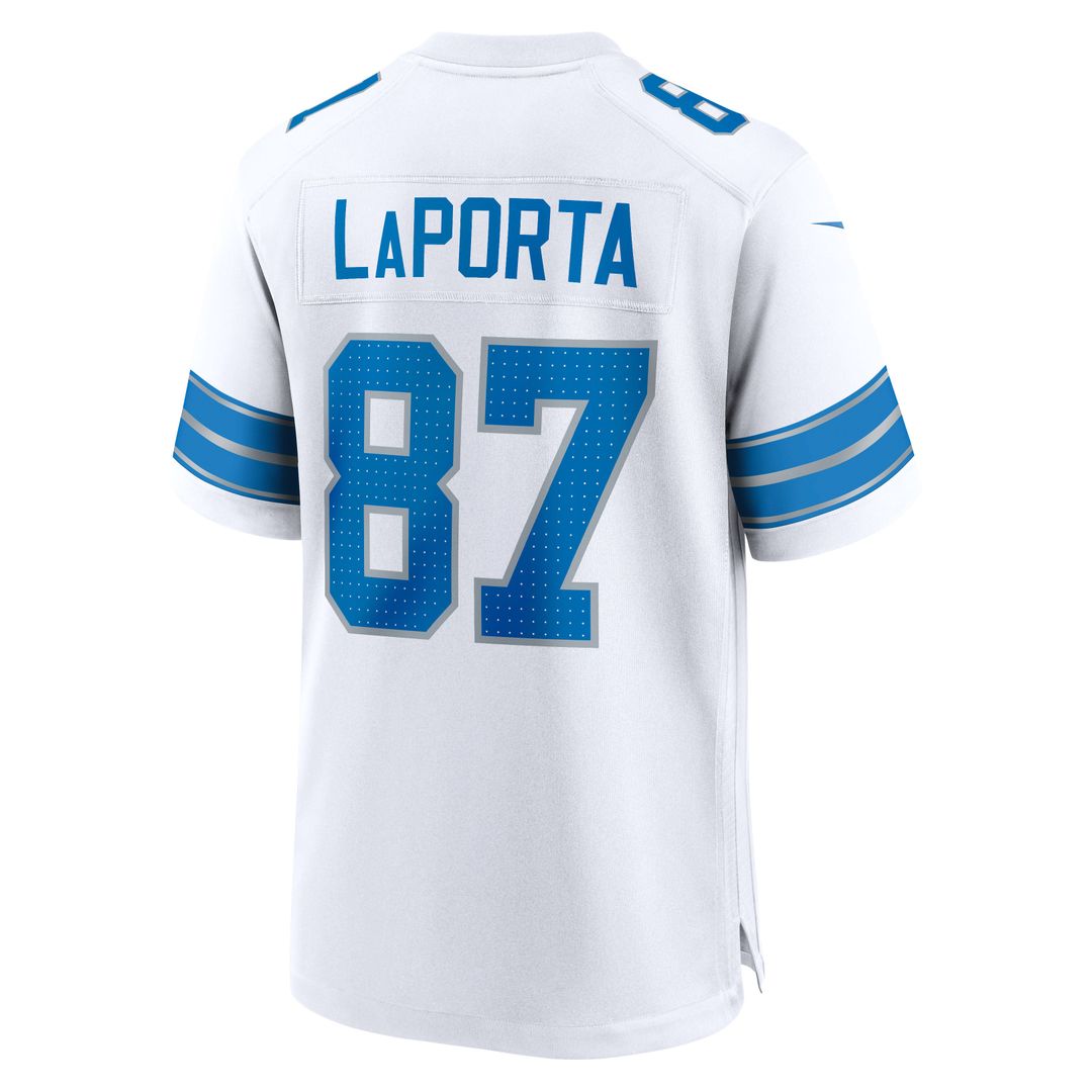 Men's Detroit Lions Sam LaPorta White White Game NFL Football Jersey - view 3