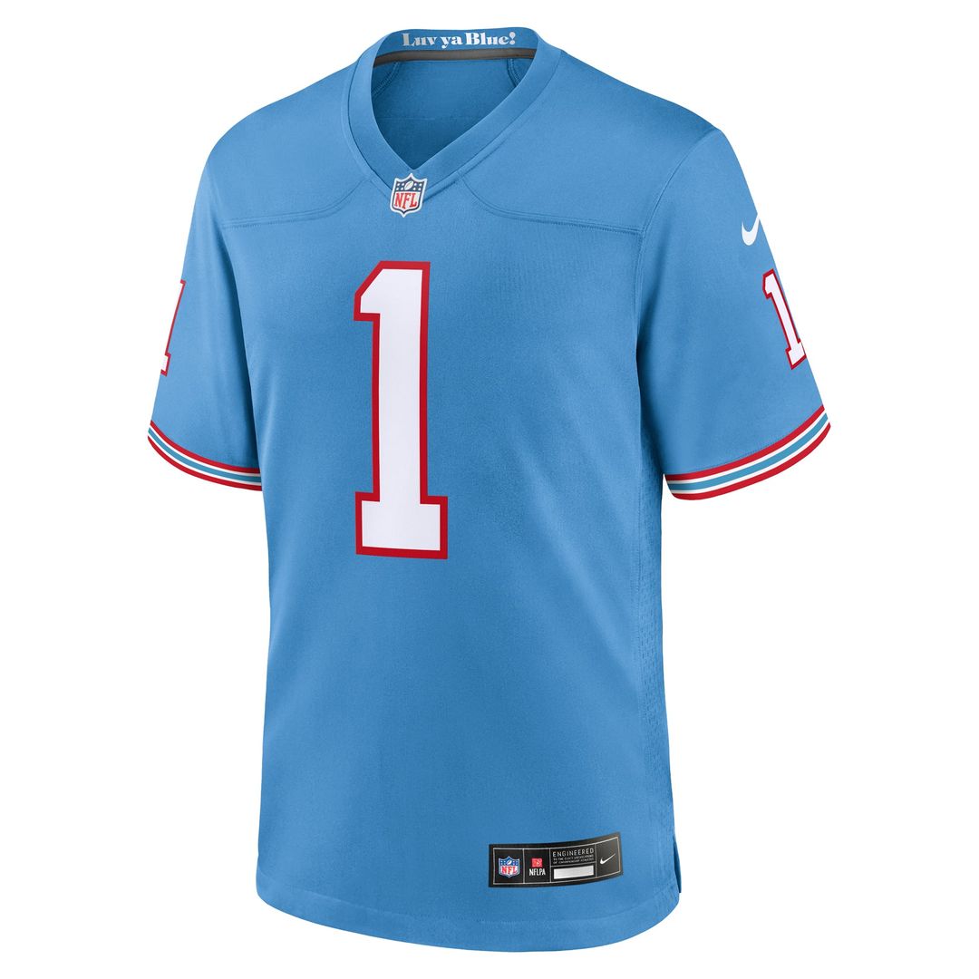 Men's Tennessee Titans Warren Moon Light Blue Retired Player Alternate Game NFL Football Jersey - view 2