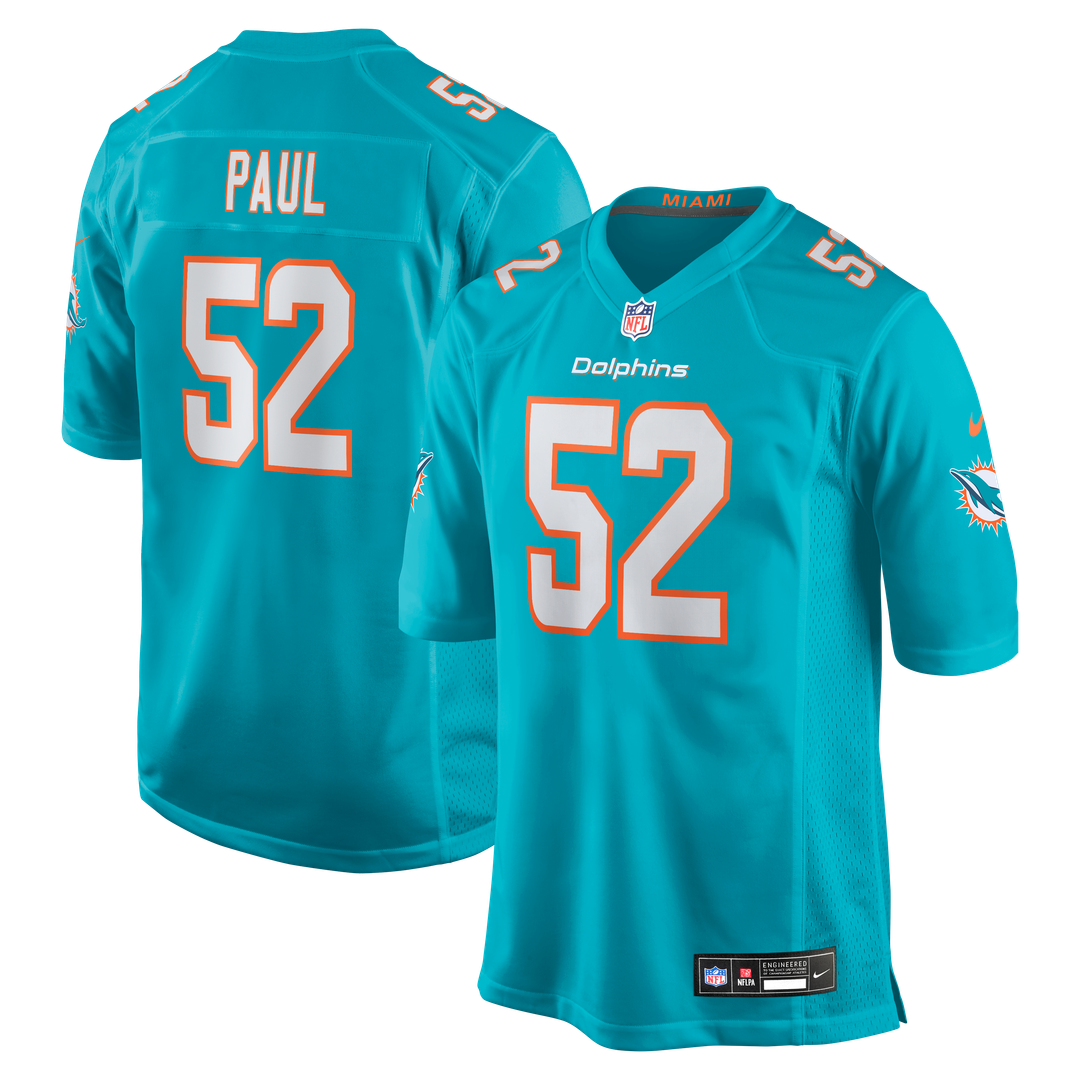 Men's Miami Dolphins Patrick Paul Aqua Game NFL Football Jersey - view 1