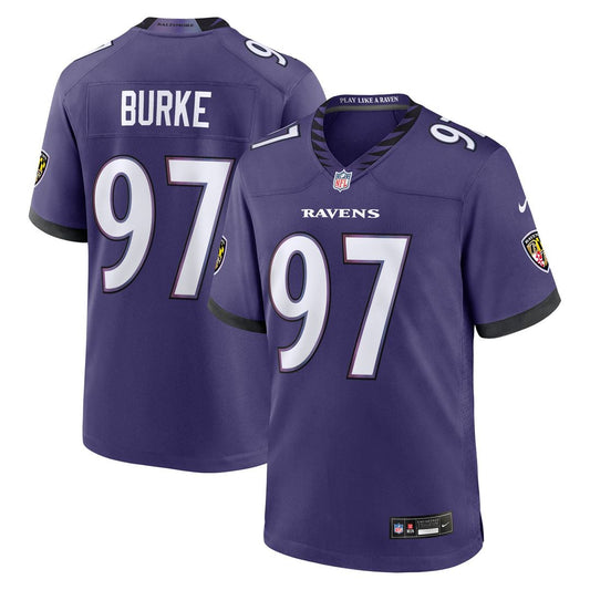 Men's Baltimore Ravens Ethan Burke Purple Team Game NFL Football Jersey - view 1
