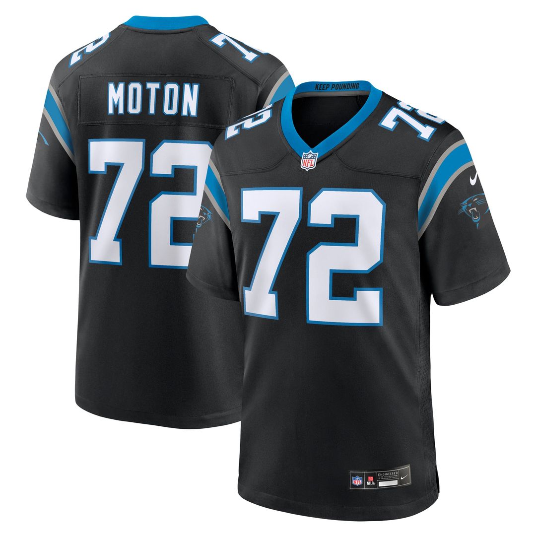Men's Carolina Panthers Taylor Moton Black Team Game NFL Football Jersey - view 1