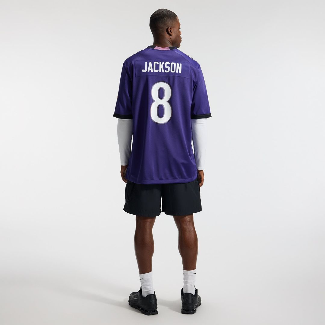 Men's Baltimore Ravens Lamar Jackson Purple Team Game NFL Football Jersey - view 6