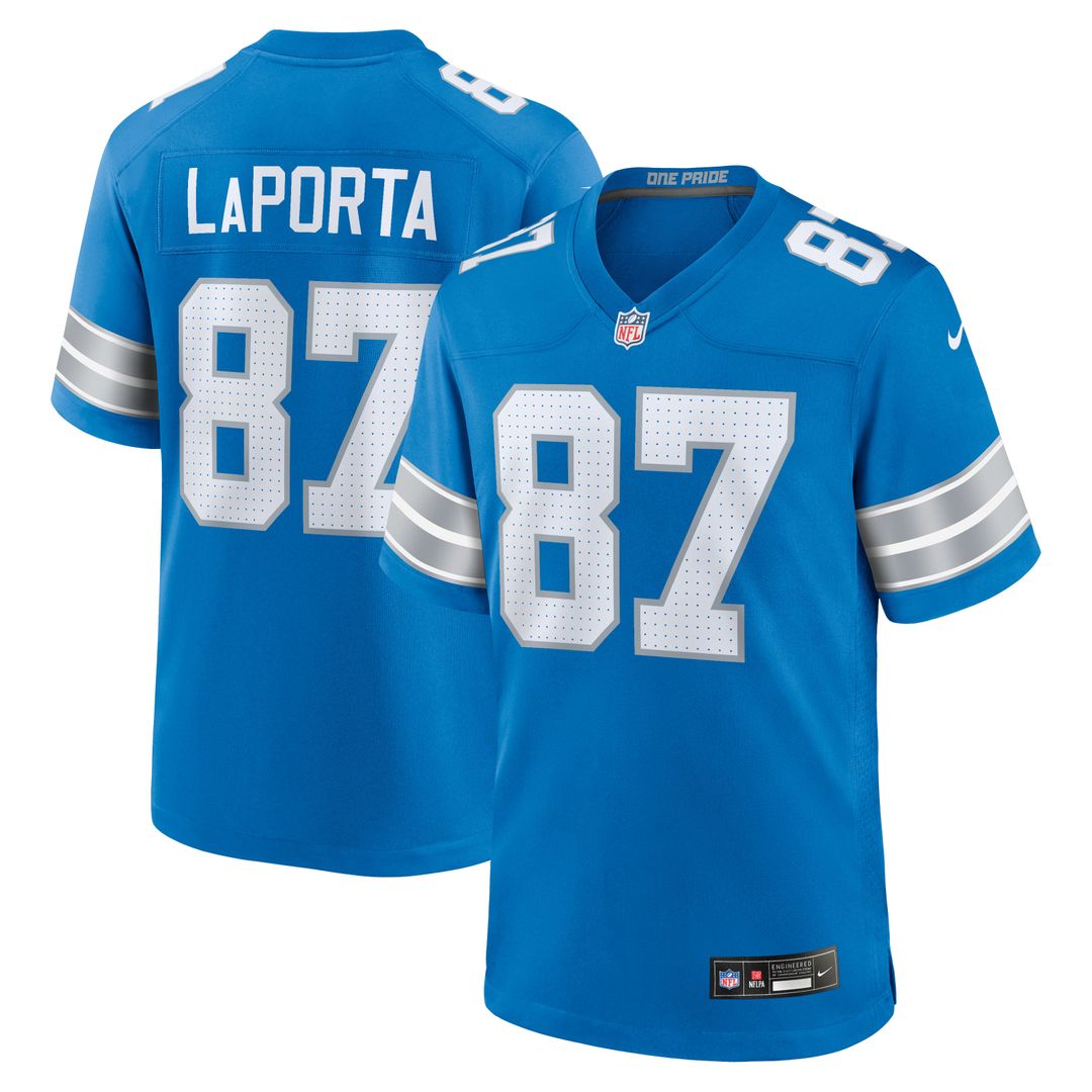Men's Detroit Lions Sam LaPorta White White Game NFL Football Jersey - view 7
