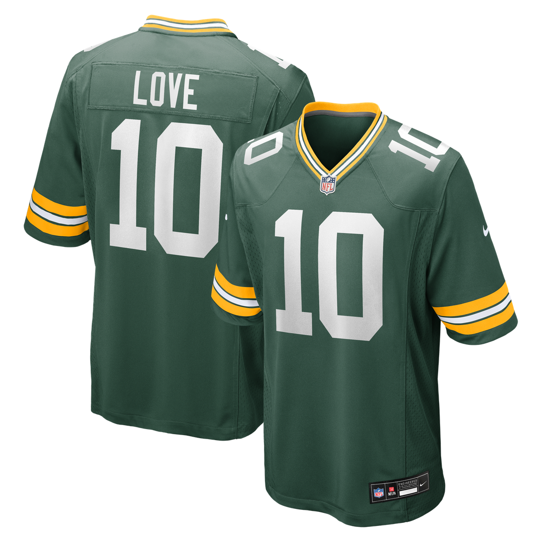 Men's Green Bay Packers Jordan Love Green Player Game NFL Football Jersey - view 1