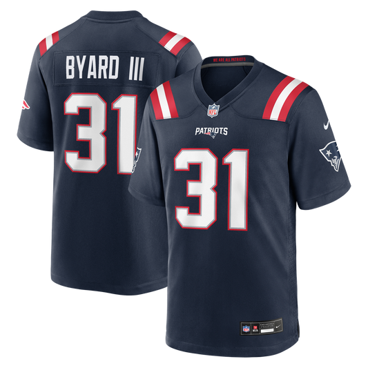 Men's New England Patriots Kevin Byard III Navy Team Game NFL Football Jersey - view 1