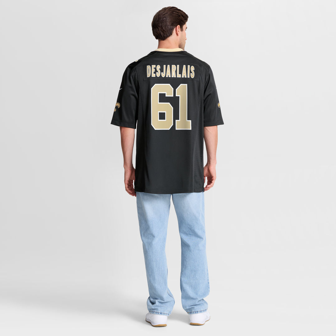 Men's New Orleans Saints Drew Desjarlais Black Game NFL Football Jersey - view 8