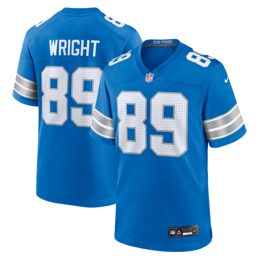 Men's Detroit Lions Brock Wright Blue Team Game NFL Football Jersey - view 1