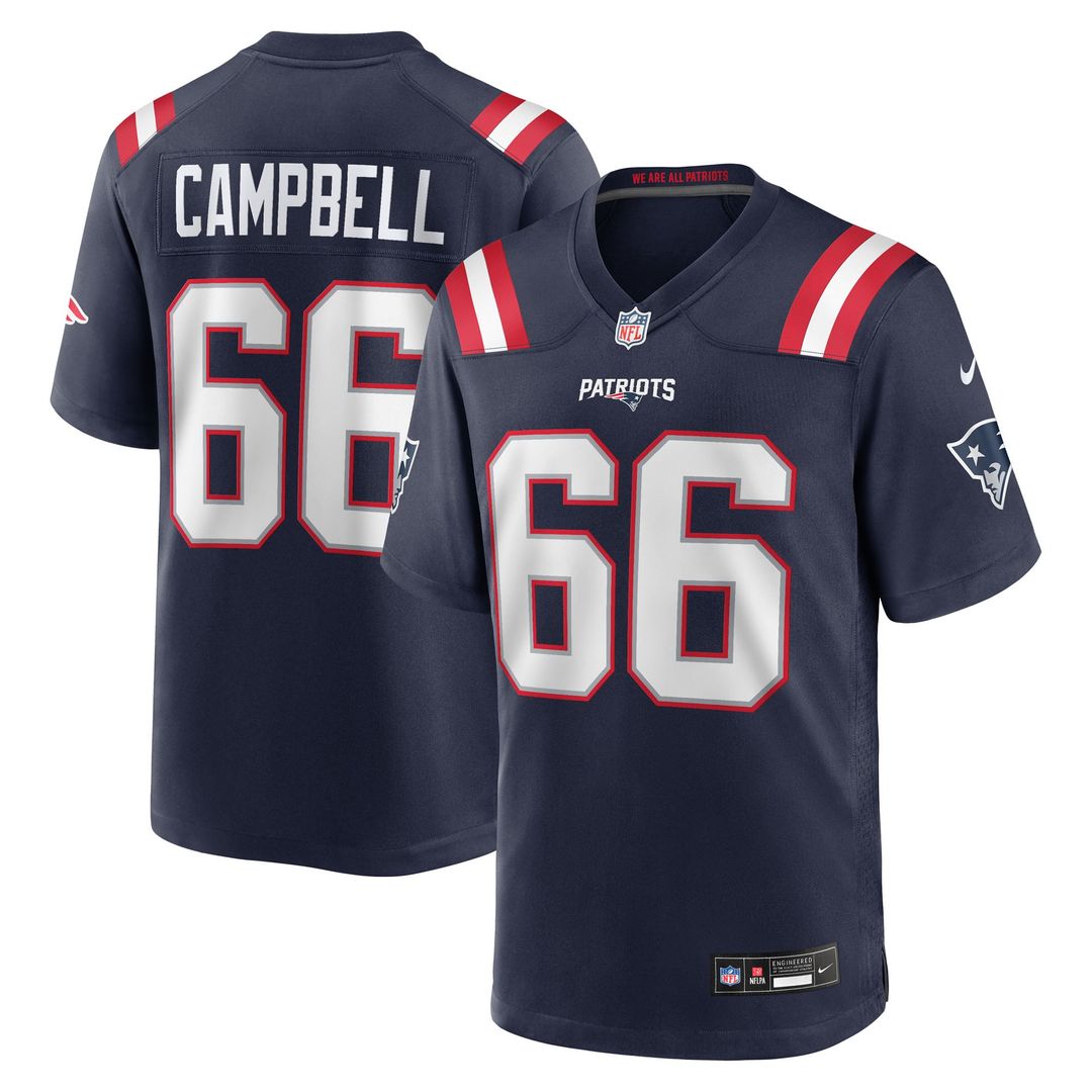 Men's New England Patriots Will Campbell Navy Team Game NFL Football Jersey - view 1