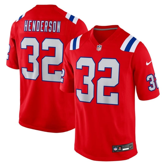 Men's New England Patriots TreVeyon Henderson Red Alternate Game NFL Football Jersey - view 1