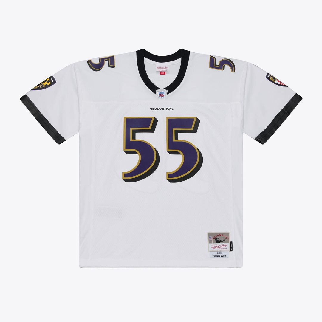 Men's Baltimore Ravens Terrell Suggs White 2003 Legacy Replica NFL Football Jersey - view 1