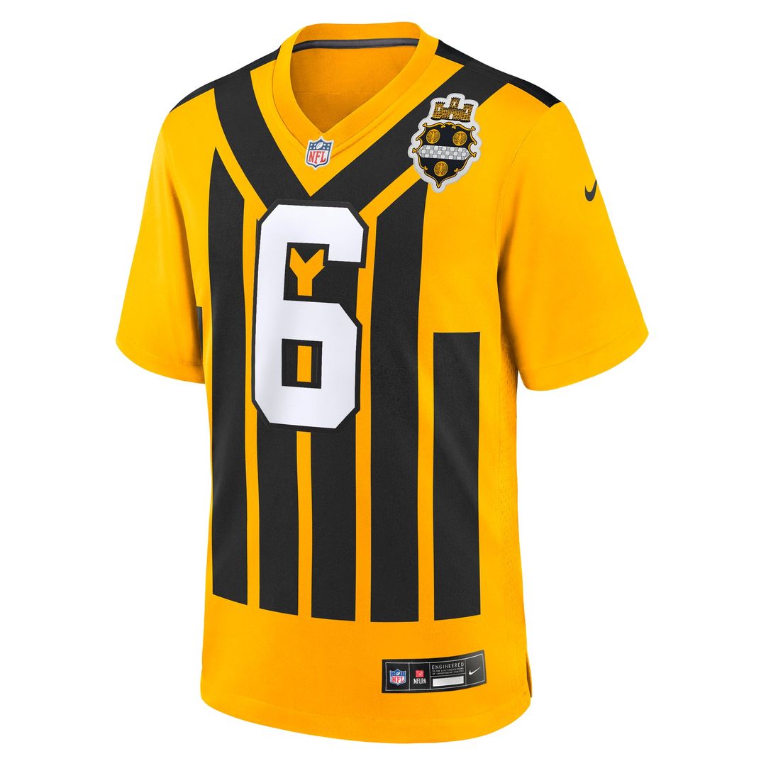 Men's Pittsburgh Steelers Patrick Queen Gold Alternate 1933 Throwback Game NFL Football Jersey - view 5