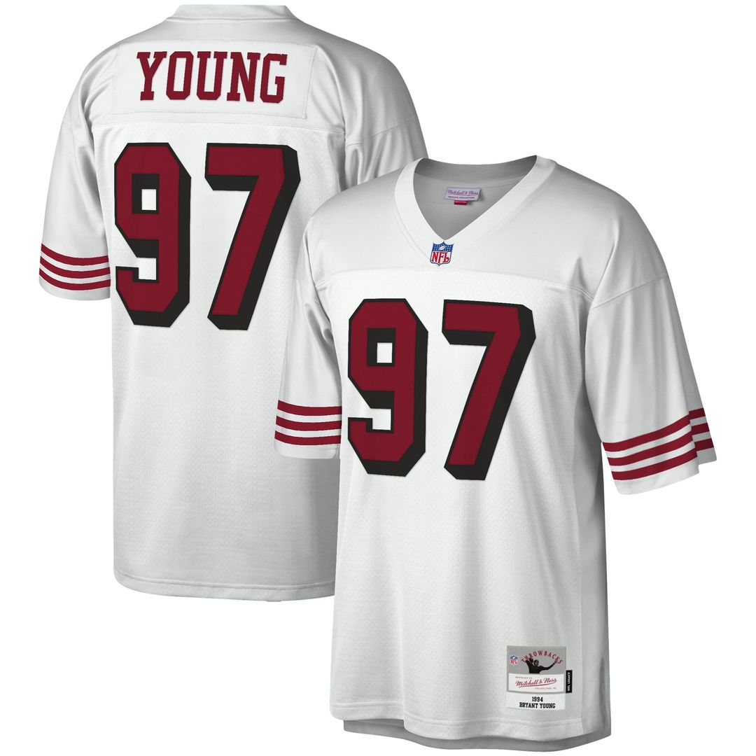 Men's San Francisco 49ers Bryant Young White Legacy Replica NFL Football Jersey - view 1