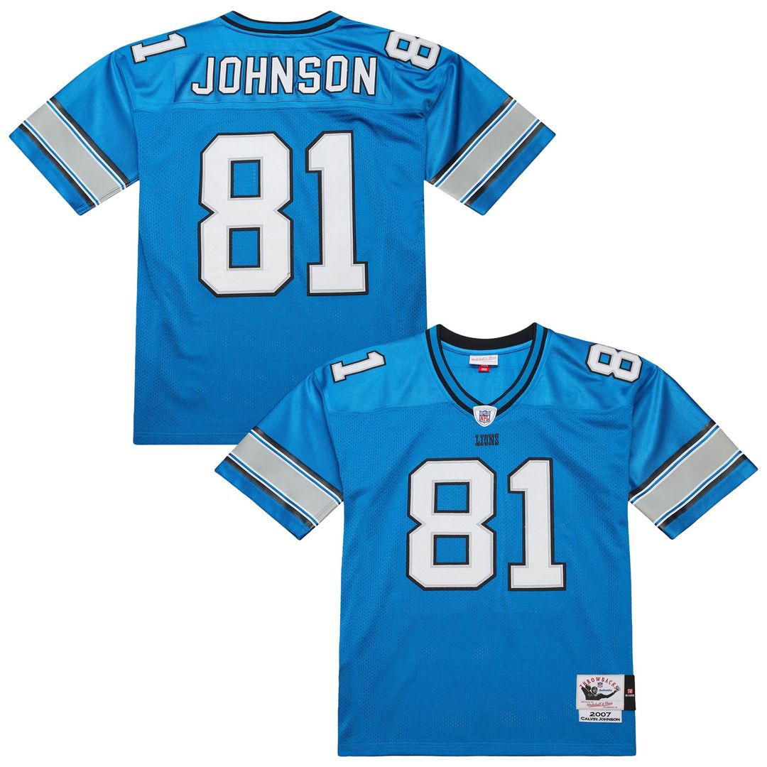 Men's Detroit Lions Calvin Johnson Black 2007 Throwback NFL Football Jersey - view 17
