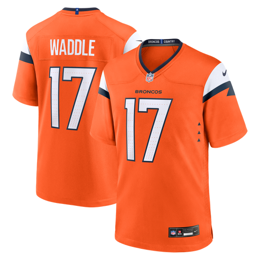 Men's Denver Broncos Jaylen Waddle Orange Game NFL Football Jersey - view 1