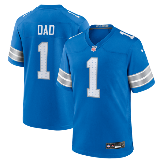 Men's Detroit Lions Number 1 Dad Blue Game NFL Football Jersey - view 1