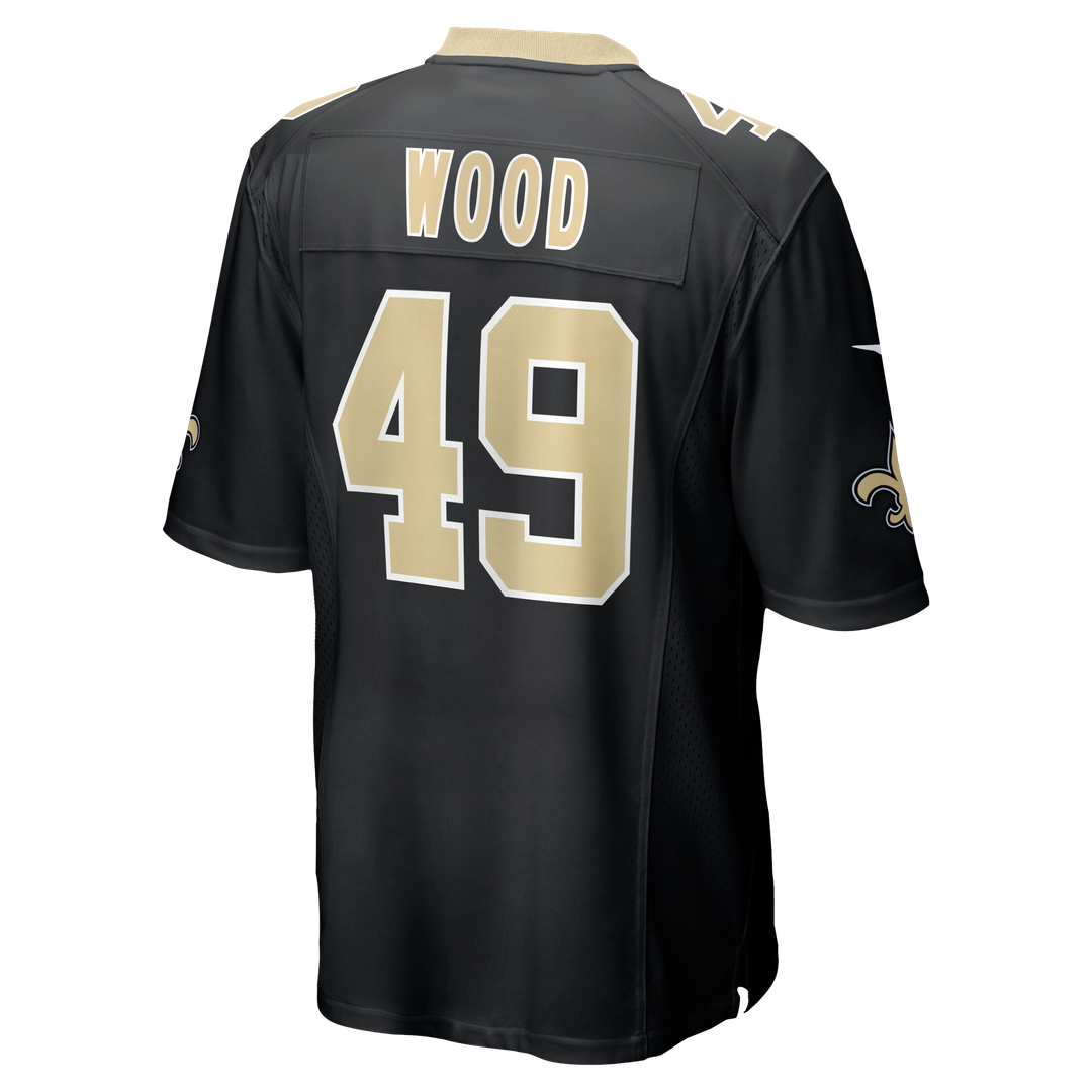 Men's New Orleans Saints Zach Wood Black Game NFL Football Jersey - view 3