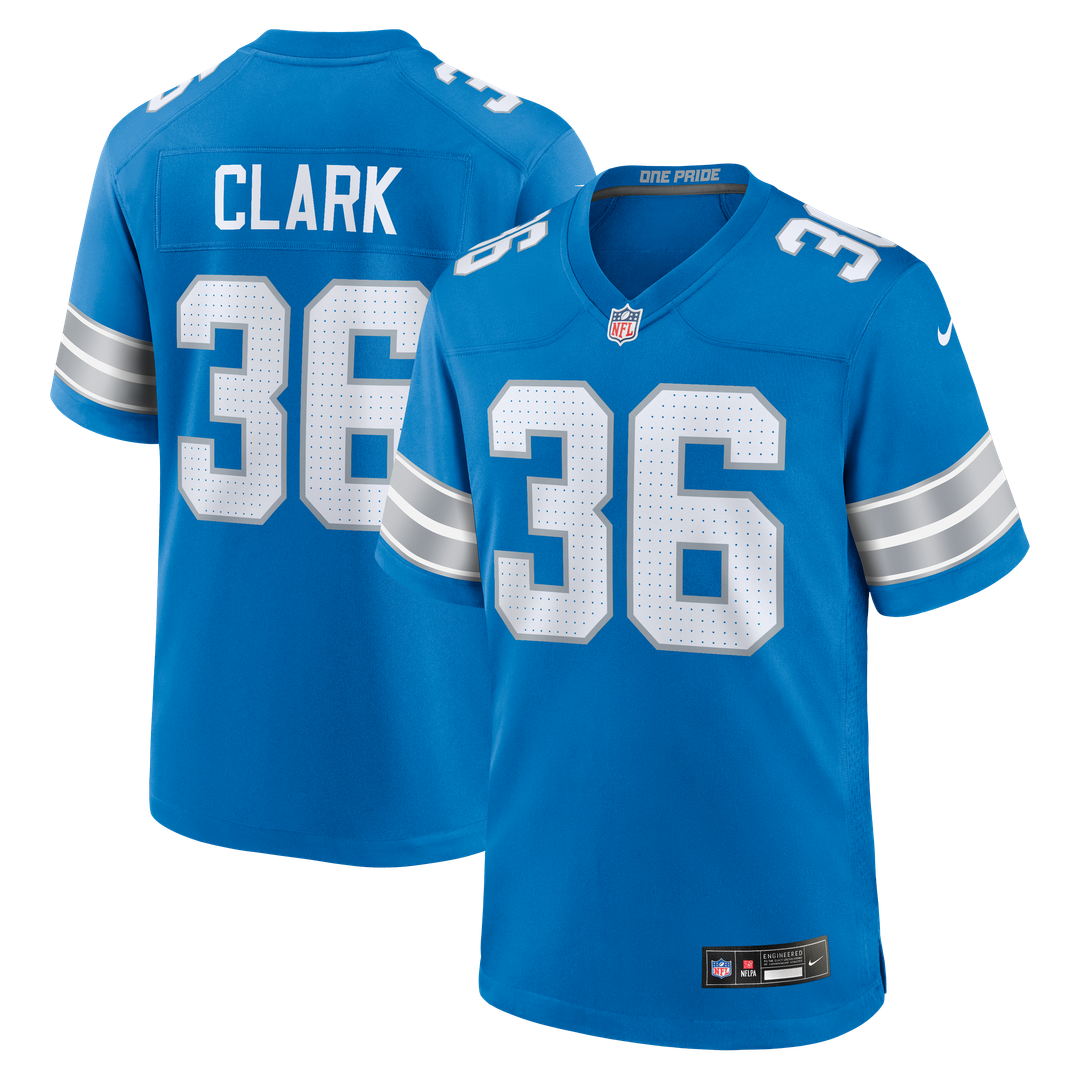Men's Detroit Lions Chuck Clark Blue Team Game NFL Football Jersey - view 1