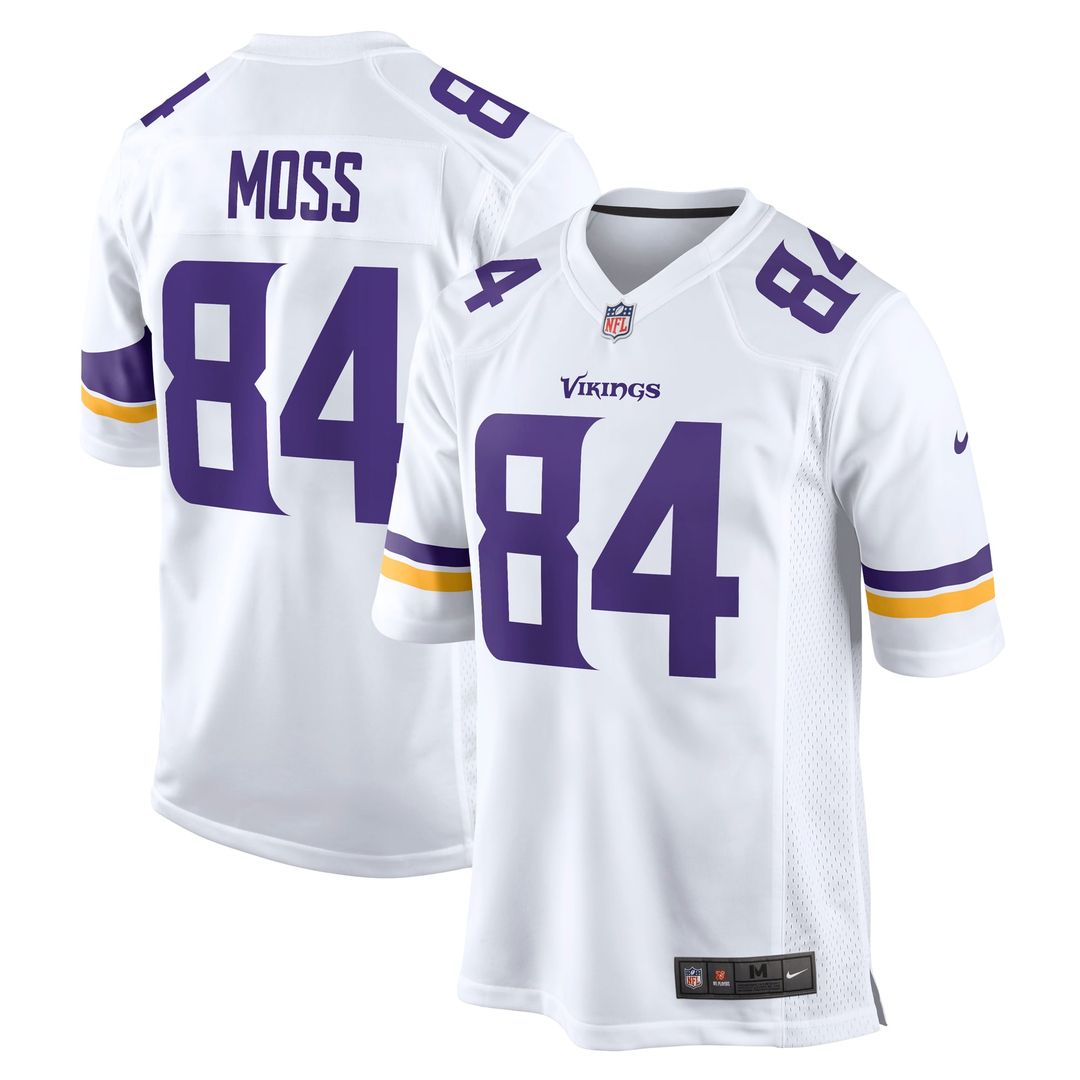 Men's Minnesota Vikings Randy Moss White Retired Player Game NFL Football Jersey - view 1
