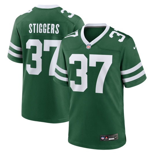 Men's New York Jets Qwan'tez Stiggers Legacy Green Team Game NFL Football Jersey - view 1