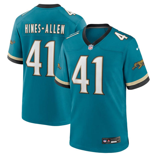 Men's Jacksonville Jaguars Josh Hines-Allen Teal Prowler Throwback Player Game NFL Football Jersey - view 1